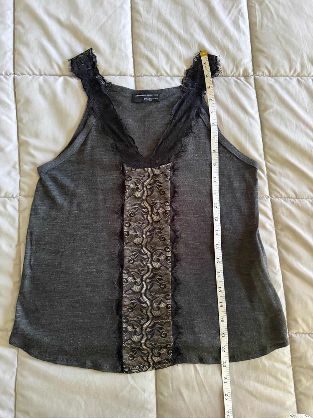 Zara Collection Lace Trim Tank Top Black Size M Soft Knit Sleeveless Camisole - Picture 10 of 16
